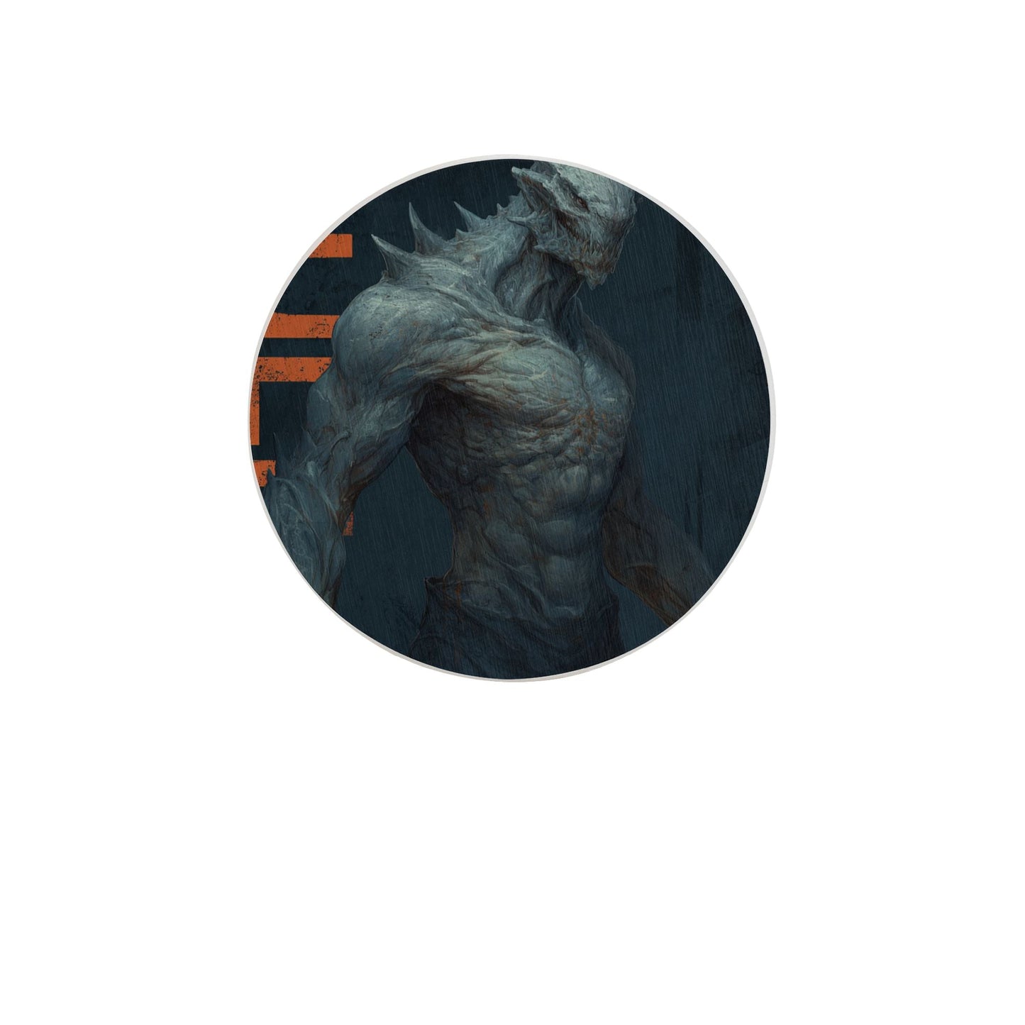 Dark Alien-Style Art Coaster — Unique Round Desk Decoration