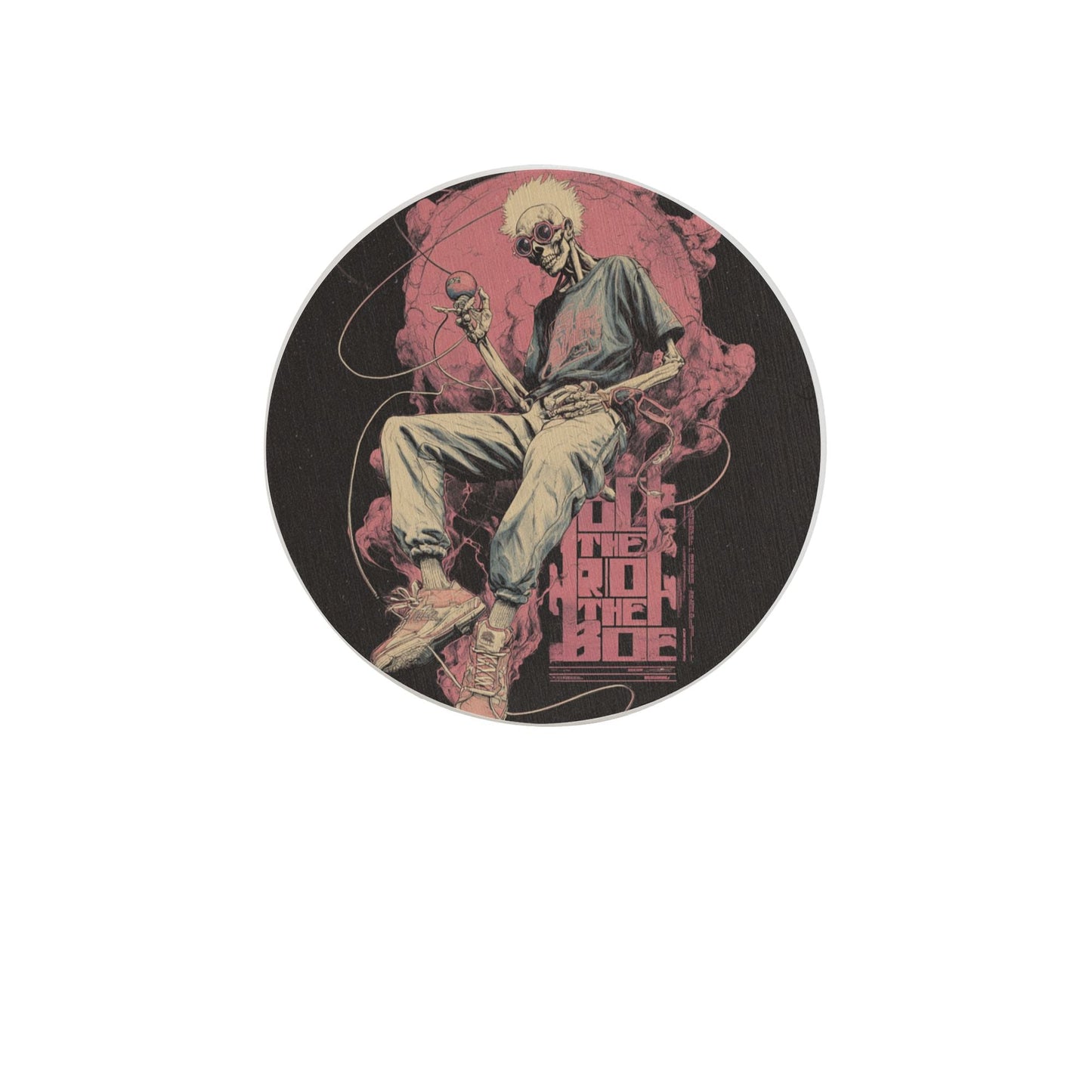 Punk Skull Round Coaster – Trendy Artistic Home Decor, Waterproof & Durable