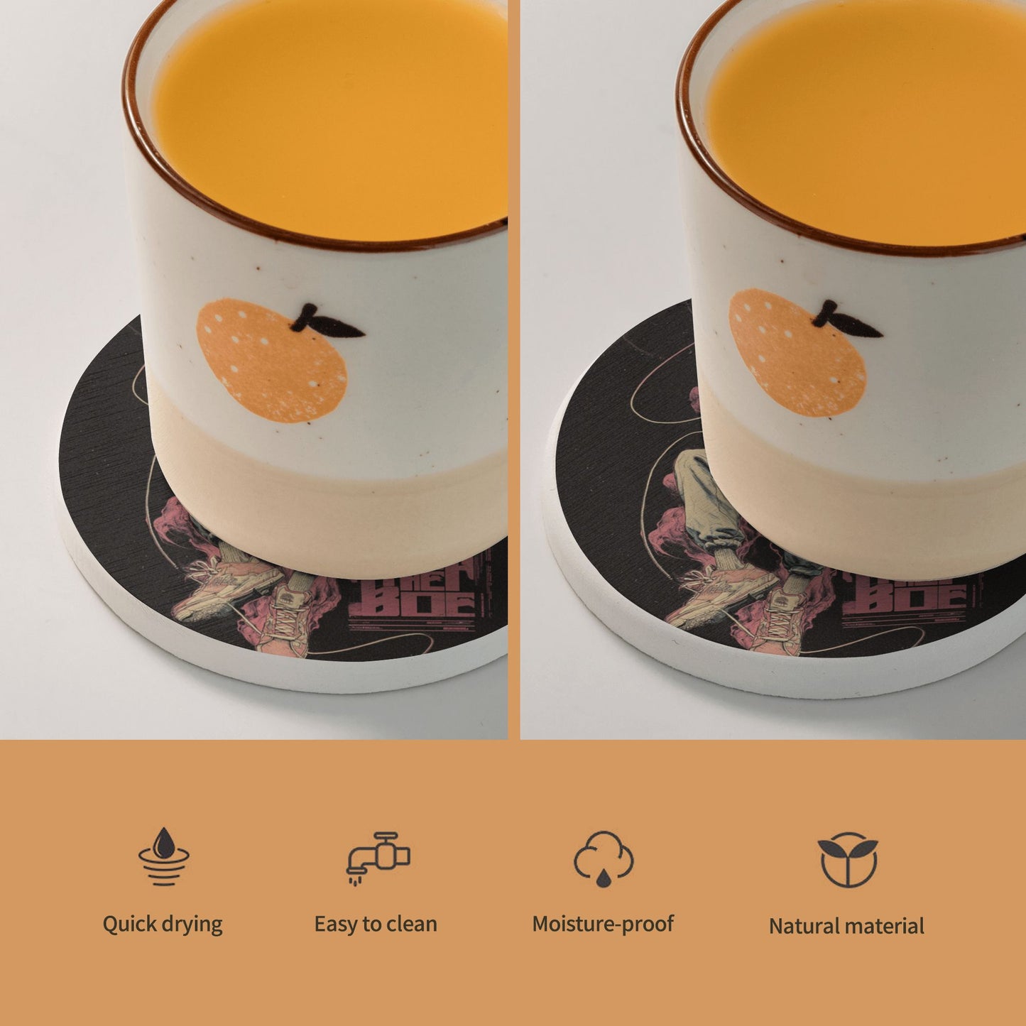 Punk Skull Round Coaster – Trendy Artistic Home Decor, Waterproof & Durable