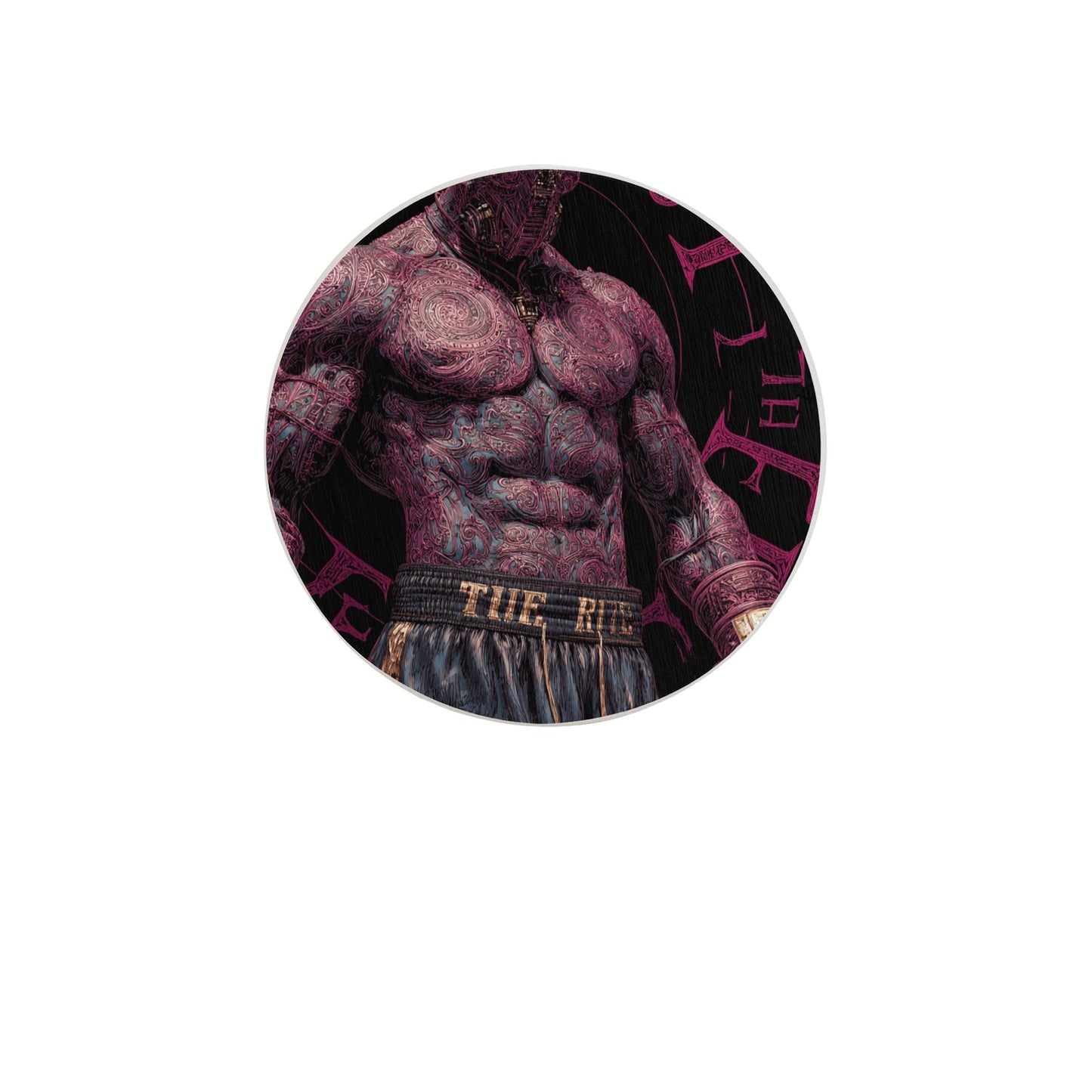 Retro Cyberpunk Warrior Pattern Round Coaster