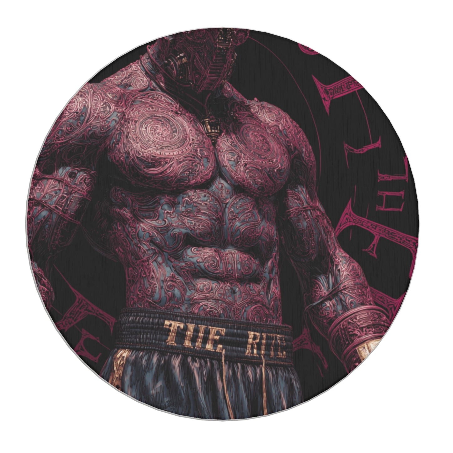 Retro Cyberpunk Warrior Pattern Round Coaster