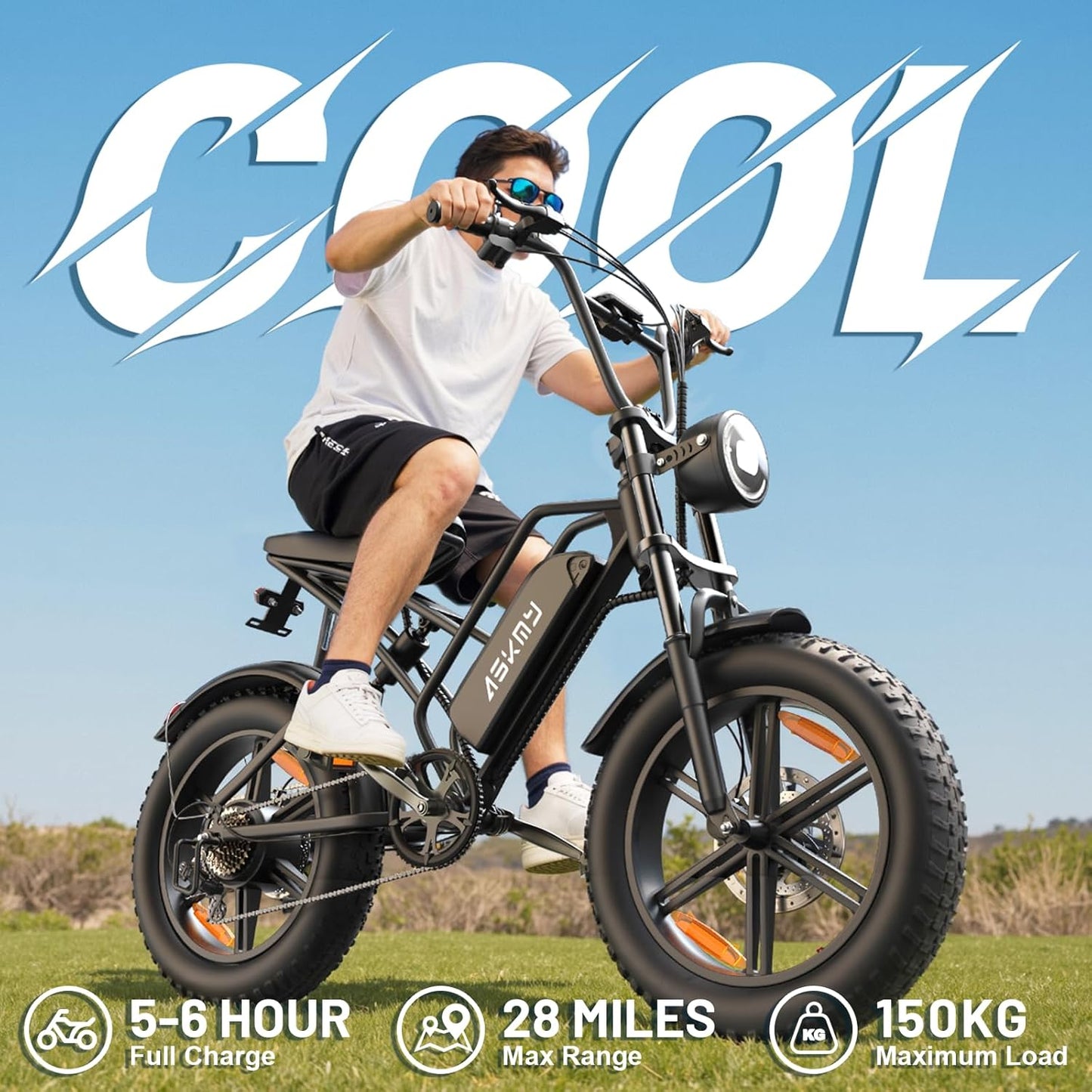 E500 Electric Bike for Adults 1000W Peak Motor, 20" Fat Tire Electric Bicycles with 40 Miles PAS Range, 7 Speed E-Bike with 48V Removable Battery, Dirt Ebike for Mountains, Sand, Road, Beach, Snow