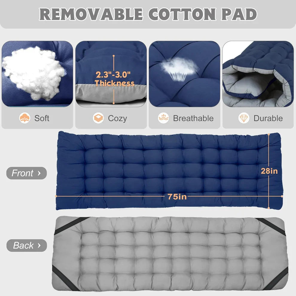 Lifepelle Folding Camping Cot w/3.3 Inch 2 Sided Mattress, Up to 880 Lbs Heavy Duty Sleeping Cots with Carry Bag, Folding Guest Bed, 1200 D Layer Oxford Portable Travel Camp Cots