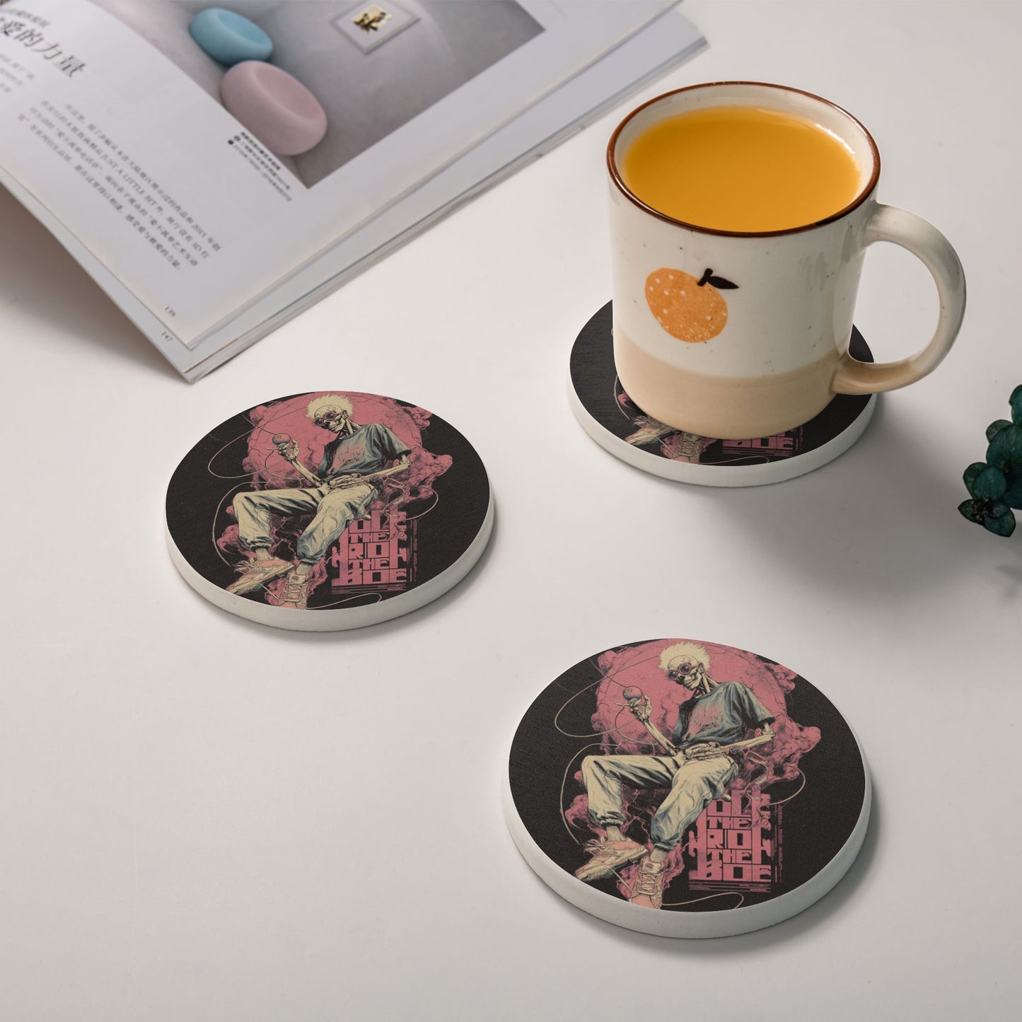 Punk Skull Round Coaster – Trendy Artistic Home Decor, Waterproof & Durable