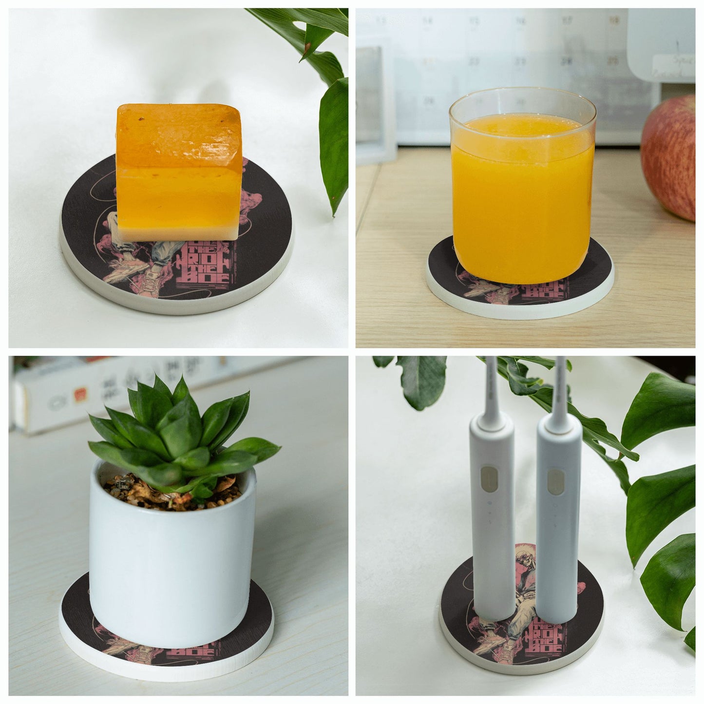 Punk Skull Round Coaster – Trendy Artistic Home Decor, Waterproof & Durable