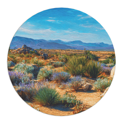 Desert Landscape Ceramic Coaster – Absorbent, Non-Slip Round Design, 10cm Diameter, Artistic Print