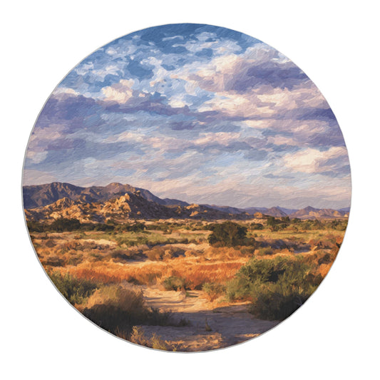 Artistic Ceramic Absorbent Coaster｜4-inch Round with Non-Slip Back｜Desert Landscape Print