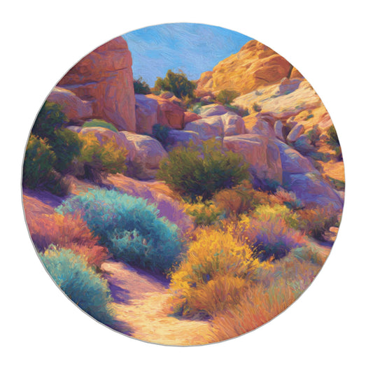 Hand-Painted Style Desert Landscape Absorbent Ceramic Coaster｜Non-Slip & Heat-Resistant Round Design (10cm Diameter)